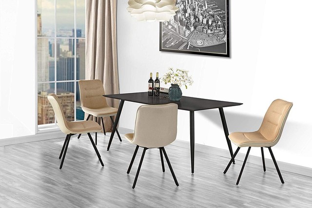 Set Of 2 Dining Chairs Fabric Kitchen Chairs W Sturdy Metal Legs