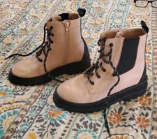 Wonder Nation Pink/black Round Toe Lace Up  Zip Ankle Boots Kids Sz 3