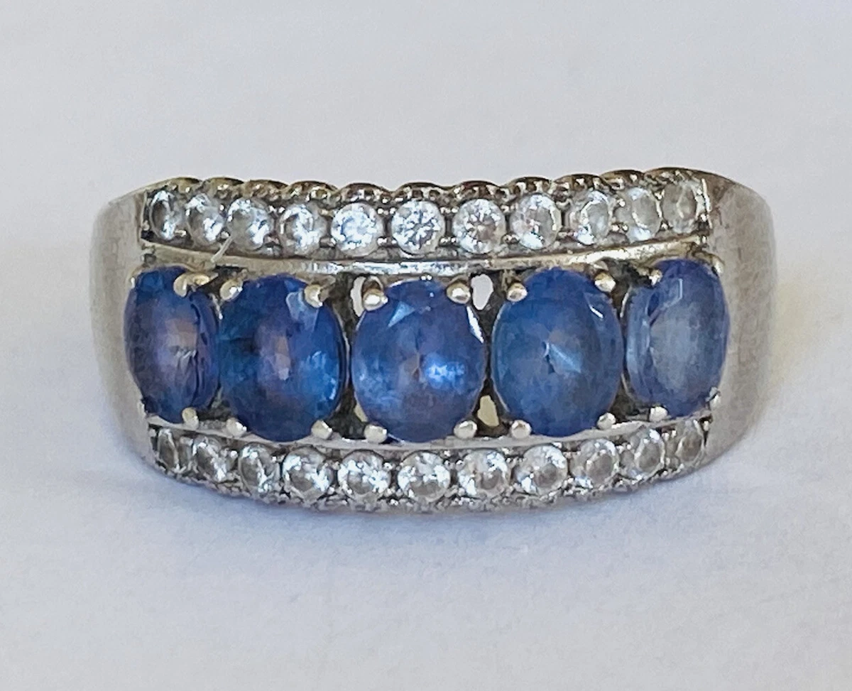 EXQUISITE STAUER STERLING SILVER TANZANITE CUBIC ZIRCONIA RING