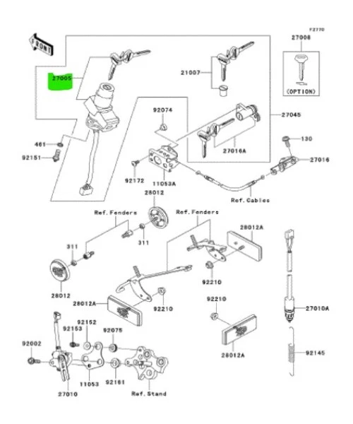 Conjunto de interruptor de encendido KAWASAKI Ninja ZX 6R ZX636 27005-5128 genuino JDM OEM Foto 2 de 2