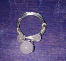 Triple rose quartz wire wrapped ring size 8