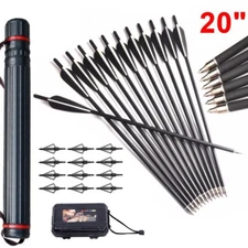 12Pcs 20" Crossbow Bolts Archery Carbon Arrow 100 grain Broadhead Hunting Quiver
