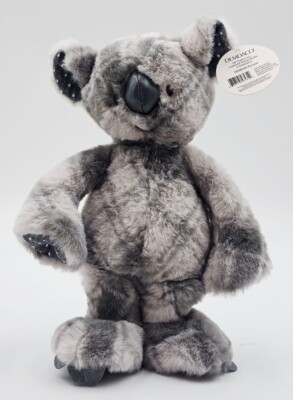 Koala Plush Super Soft Gray Plaid Stuffed Animal by Demdaco with Original Tag