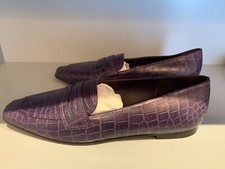 womans Loro Piana violet leather lofers size 39 Uk 6