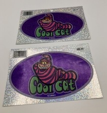 Lot of 2 Disney's Alice in Wonderland Cheshire Cat 'Cool Cat' Stickers Glitter 