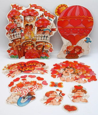 9-piece Set Valentines Diecut Cutouts Current 1981 Vintage Decoration Love Cupid