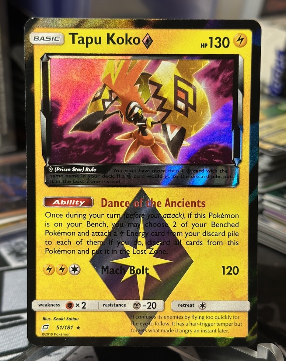 Pokemon TAPU KOKO Prism Star 51/181 Holo (Team Up) NM/Near Mint