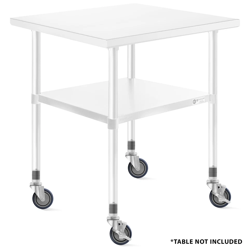 Conjunto de 4 rodas de rodízio comerciais, 2 com freios para mesas de preparação e trabalho de cozinha - Imagem 2 de 4