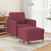 Sessel Mit Hocker Weinrot 60 Cm Stoff