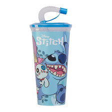 Blue Lilo & Stitch Drinking Cup With Straw & Cookies Boys Stocking Filler Gift