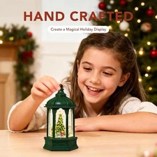 MerryPulse Christmas Snow Globe, Glitter Lighted Snow Globes Lantern Tabletop...