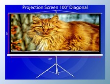 100” Projector Screen with Tripod Stand | 16:9 HD Matte White Projection Screen
