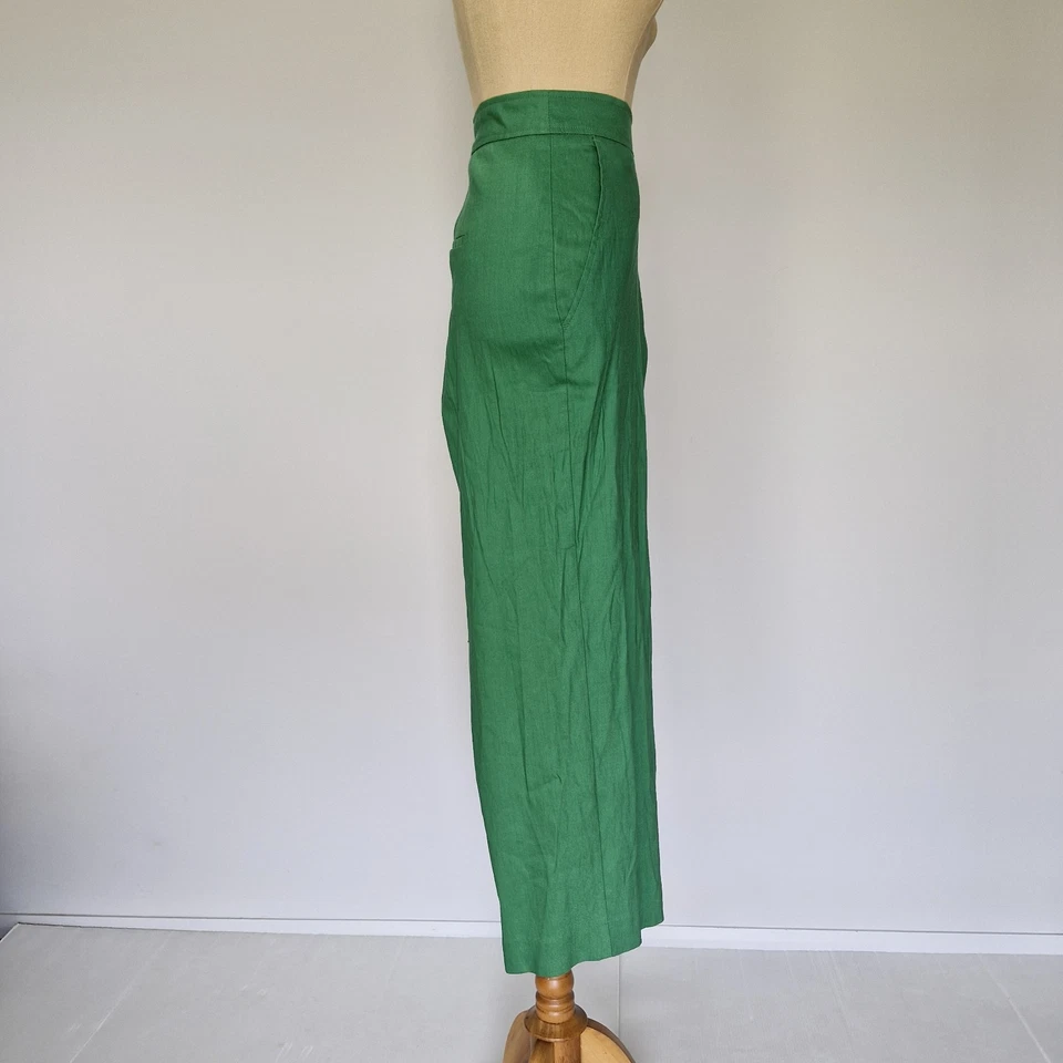 Witchery Green Linen Blend High Rise Wide Leg Pants Plus Size 18 US 14 - image 3 of 4