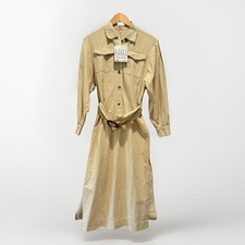 NEW Free People Aubrey Belted Long Sleeve Utility Shirtdress in Cream Khaki XS
