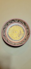 Vintage Aztec Mayan Calender  Plate Redware  Mexico 7.5" x 1.75"