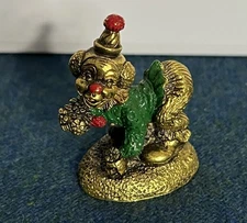 1982 Hudson Pewter Clown Dog Pickin' Daisies Gold Tone Painted #2480 Figurine