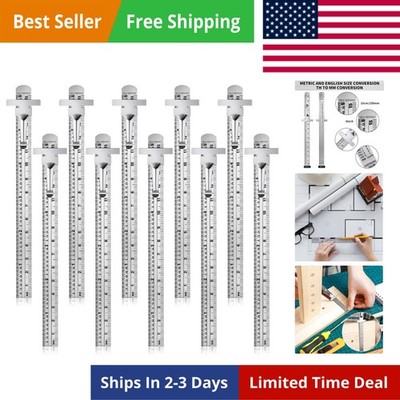 10 Pieces 6 Inch 15 cm Pocket Ruler Flexible Precision Stainless Steel Ruler ...