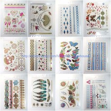 lot of 15 Sheets wholesale Metallic Gold Silver Temporary tattoos