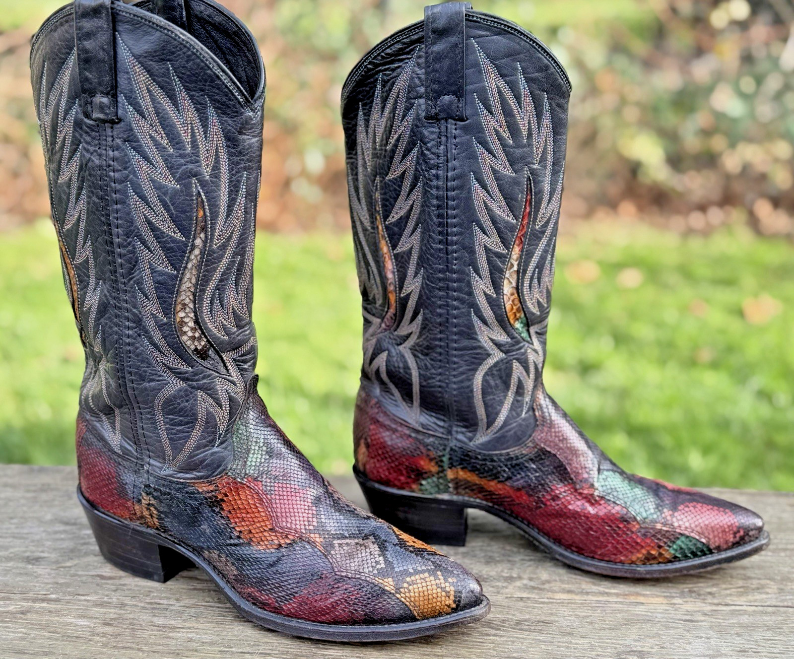Vtg Dan Post Rainbow Python Snakeskin Cowboy Boot… - image 8