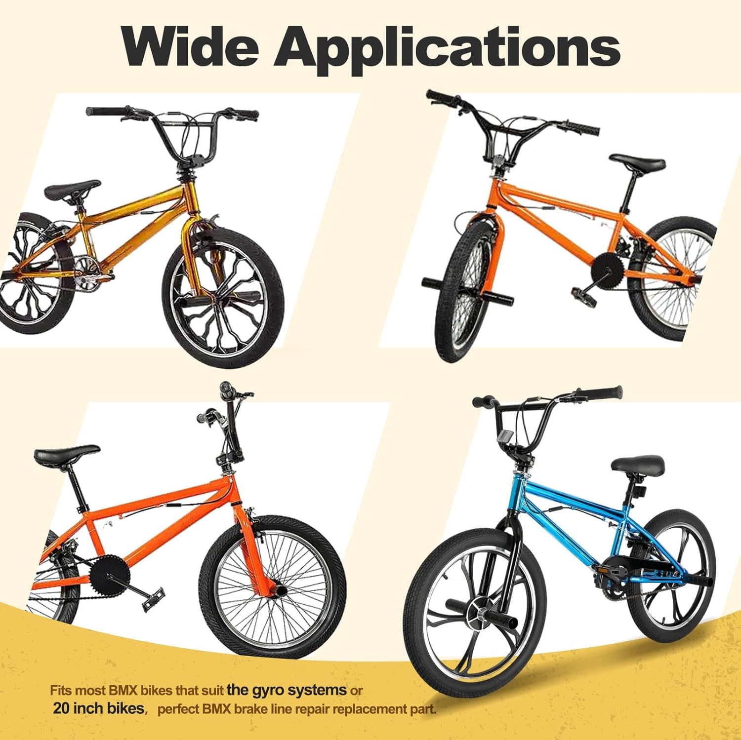 BMX Bike Gyro Brake Cables Front + Rear (Upper As shown in the figure, black 