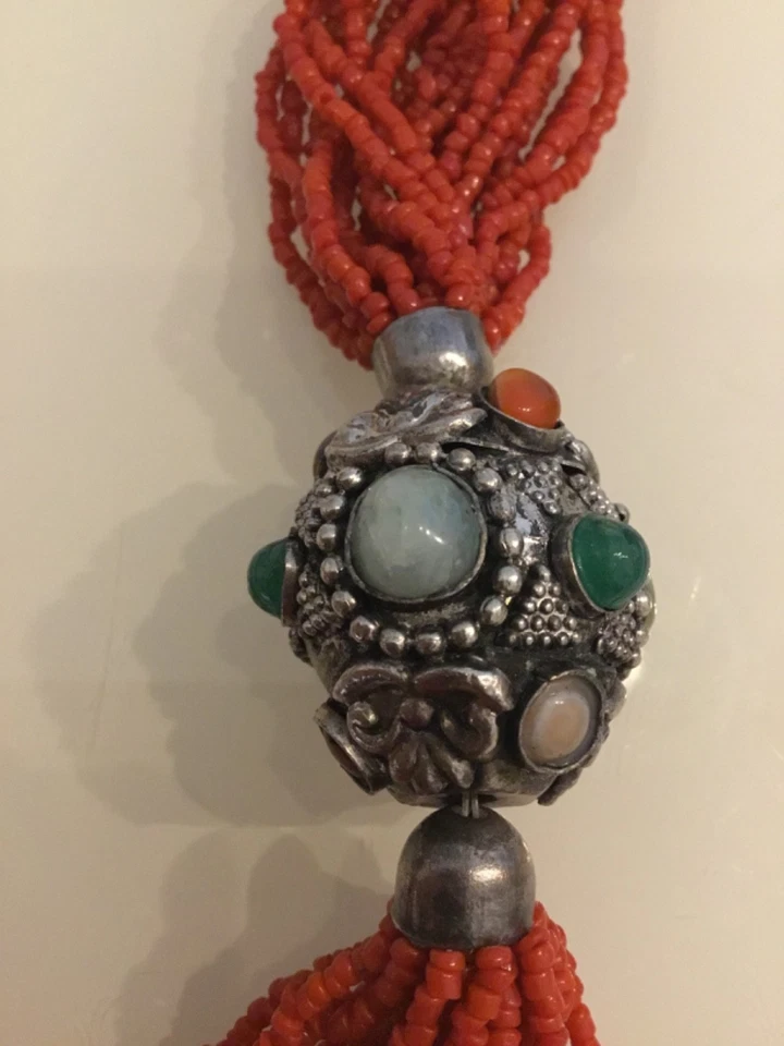 Wunderschöne Korallen Kette 50er 60er Jahre Glasperlen Schmuck Collie Vintage - Bild 4 von 4