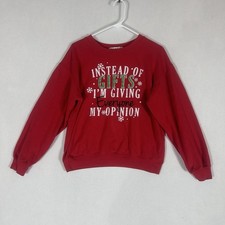 Ugly Christmas Sweatshirt Holiday Womens Juniors Medium 7-9 Red Long Sleeve