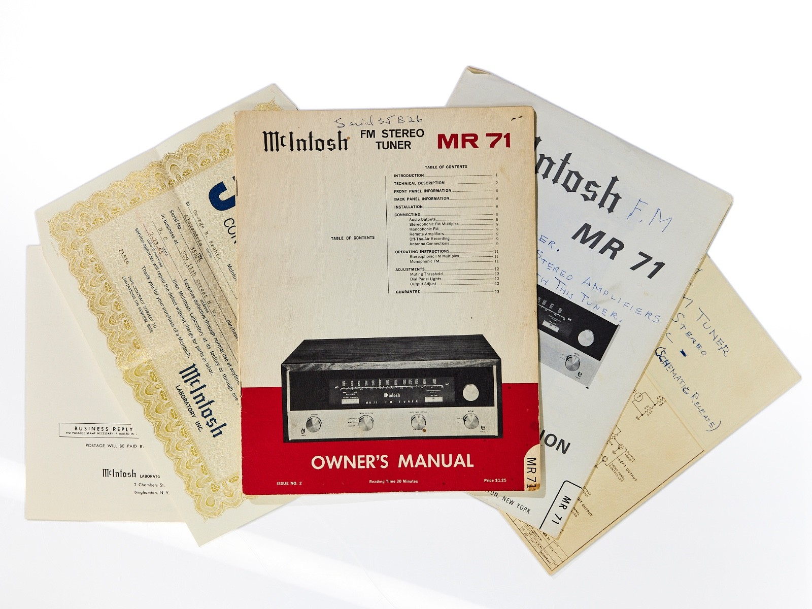 McINTOSH MR 71 USER MANUAL Service Information Schematics Original Vintage Hi-Fi