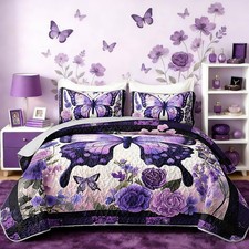 Hosima Butterfly Quilts Queen Sizebutterfly Surrounded By Flowers Print Thin