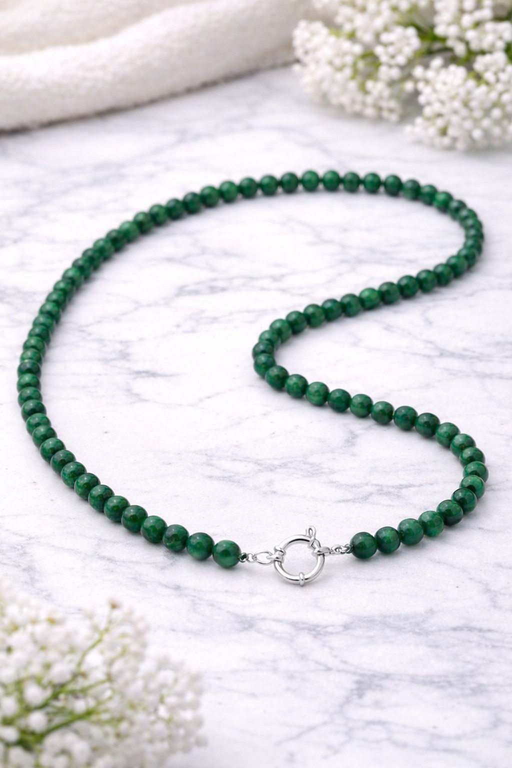 Collier en malachite naturelle 4mm pour la lithothérapie