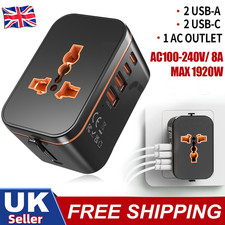 Universal Travel Adapter Worldwide Plug UK EU AU US with USB-C Port Fast Charger