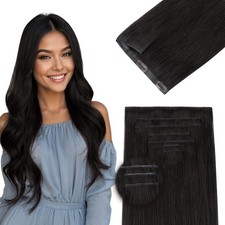 DOORES Invisible Clip Hair Extensions 14 inch 1B Human Hair