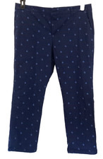 Tommy Hilfiger Womens Preppy Navy Sailboat Print Chino Pants Size 16