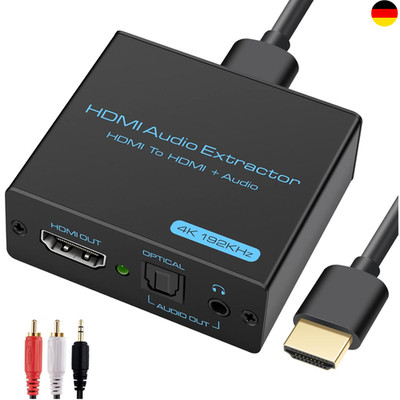 HDMI Audio Extractor 4K HDMI Optisch Splitter Adapter Konverter 3.5mm, 1080P