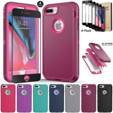 For iPhone 8 Plus Heavy Duty Phone Case Rugged Hybrid Cover / Screen Protector
