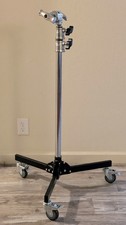 Impact Folding Wheeled Base Stand 8.5' Black/Chrome  Grip Head 2.5" Chrome 