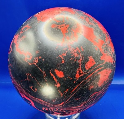 Vintage 1960s Brunswick Fireball Red & Black Swirl Pattern 14lb