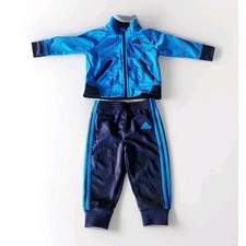 Adidas Track Suit Zip Up Jacket and Pants Size 9 Months. Two Tone Blue