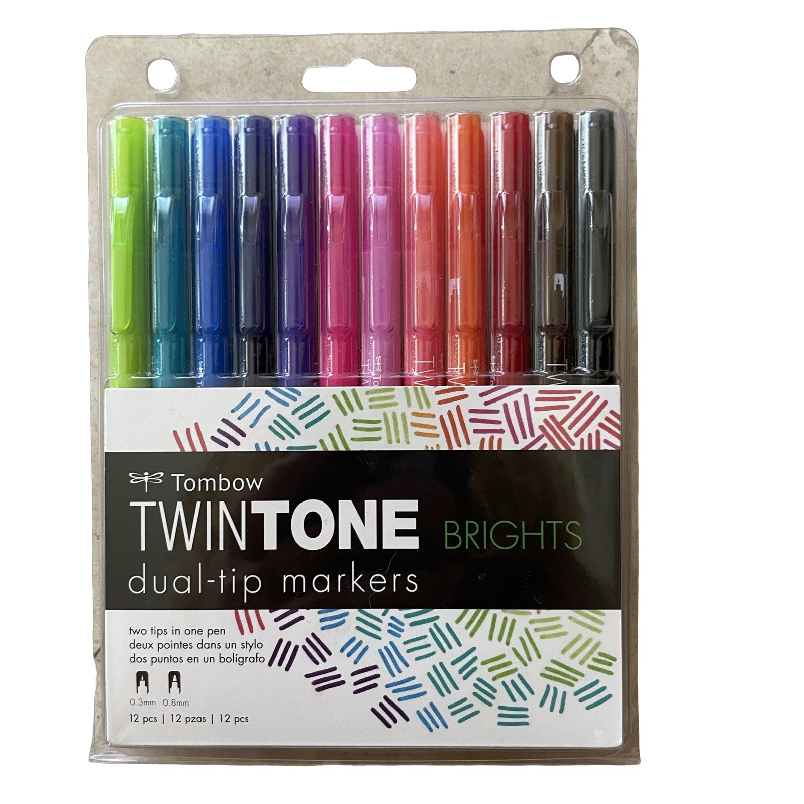 Tombow TwinTone Dual Tip 12 Marker Set Bright Color