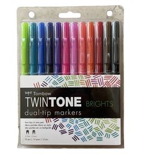 Tombow TwinTone Dual Tip 12 Marker Set Bright Color