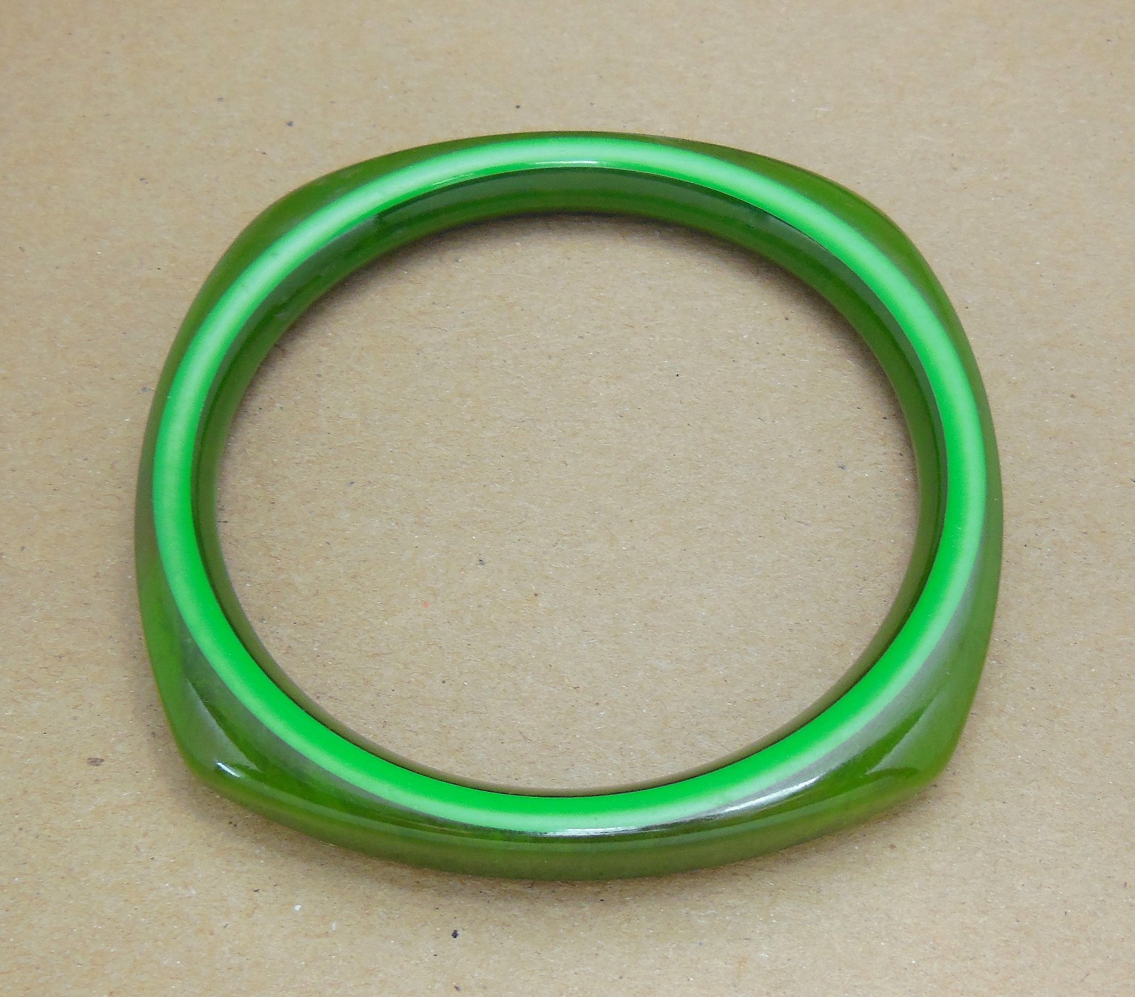 Vintage 2-Tone Solid Striped Translucent Green Te… - image 3