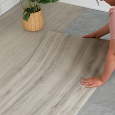 Self-Adhesive Gray Chestnut Vinyl Flooring Roll - Waterproof, 64 Sq.Ft.