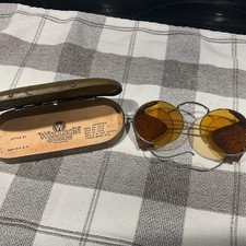 Vintage Willson Service Goggle Side Shields Amber Sunglasses / Safety Goggles Z1