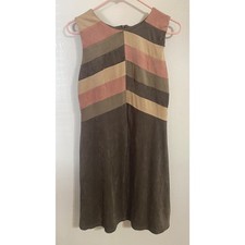 Spense Faux Suede Colorblock Dress Womens 8mall Retro 60s Mod Festival Hippie