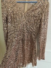 Rose Gold Sequin Long Sleeve Skater Party Dress Size Us 6   ( 36 Inch)