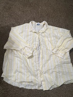 Old Navy The Boyfriend Shirt Yellow White Striped Button Down XXL