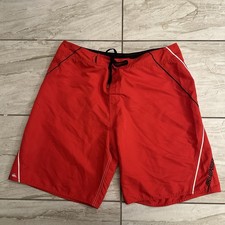 Y2K Quicksilver Board Shorts Surf Trunks Men's Size 38 Red Below Knee