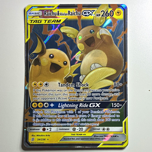 Pokemon TCG Raichu & Alolan Raichu GX 241/236 SM Unified Minds SR Holo Eng