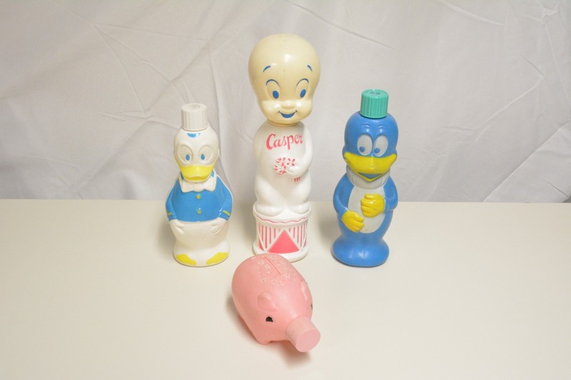 1960s Soaky Character Bottle Lot Casper Woody Donald Pig Empty Bottles