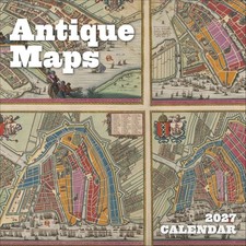 Wall Calendar 2027, Antique Maps, 12 Months, Large Grid Design Featuring 12...