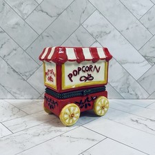 Vintage Popcorn Cart Trinket Box Hinged Mini ...